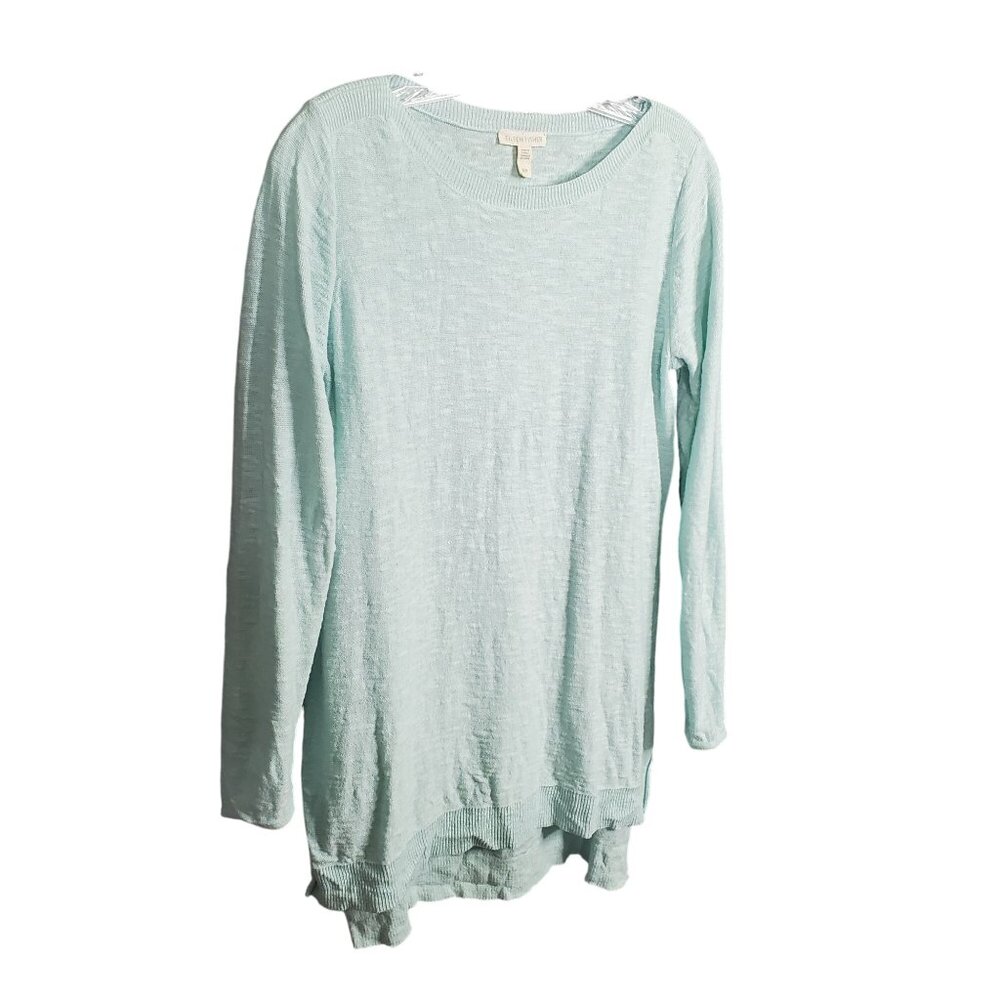 Eileen Fisher Size S Sweater Organic Linen Cotton Light Aqua Sustainable Airy